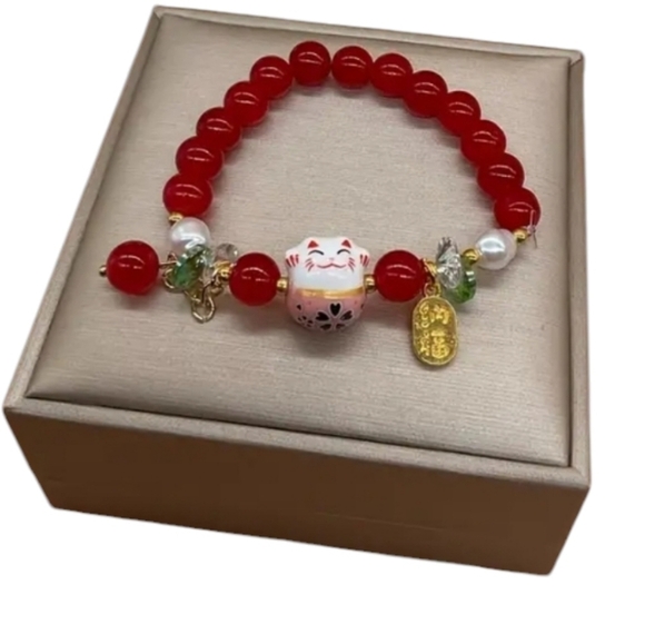 NEW Chinese Inspired Beaded Bracelet Lucky Cat - Picture 3 of 4